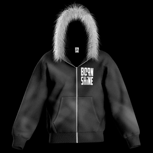 COTTON FUR HOODIE - BLACK