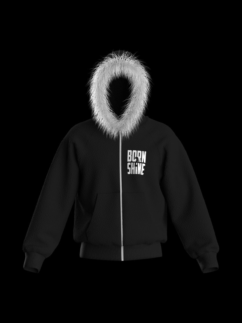 FUR HOODIE - BLACK