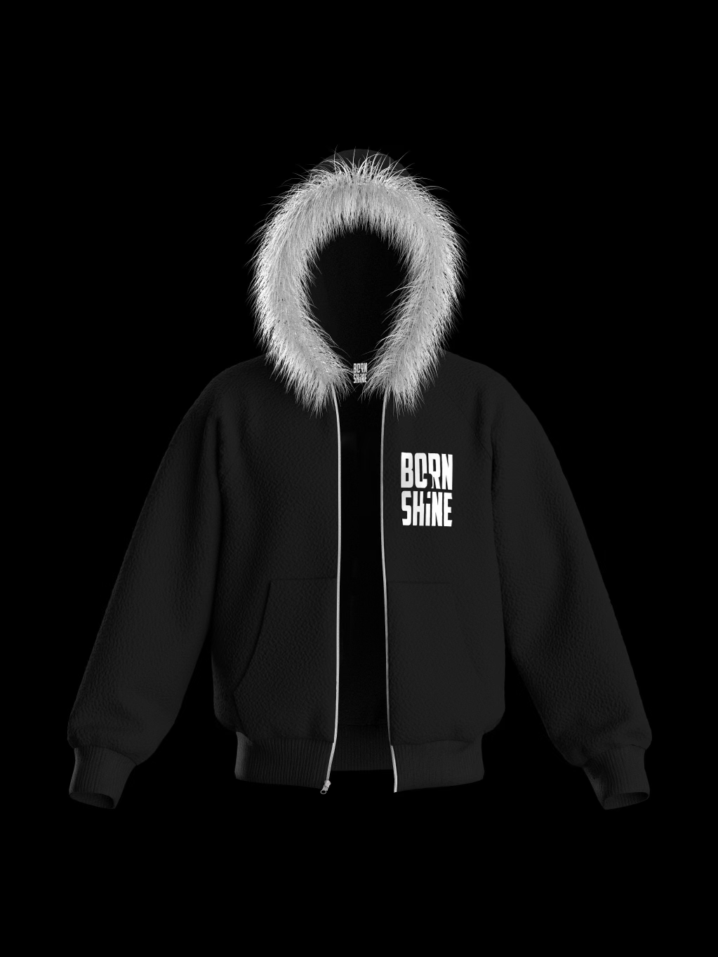 FUR HOODIE - BLACK